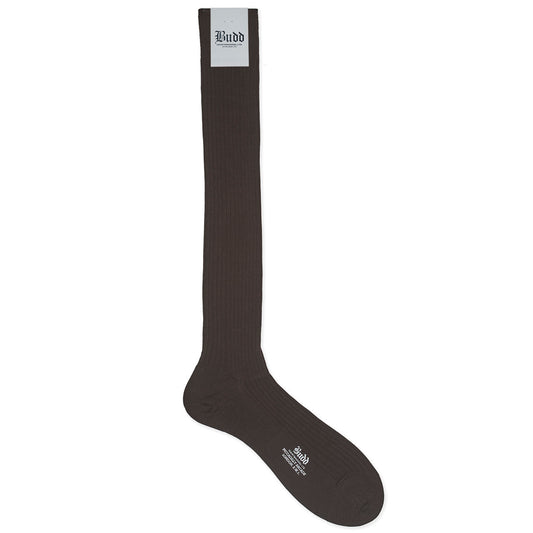Plain Cotton Long Socks in Chocolate