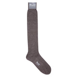 Cashmere and Silk Long Socks in Brown
