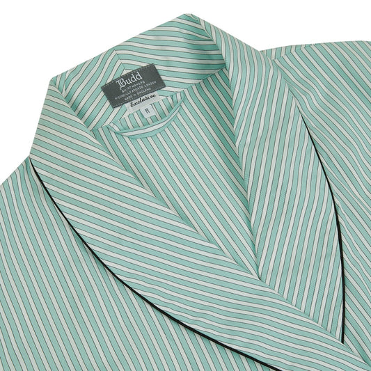 Exclusive Budd Stripe Cotton Dressing Gown in Mint