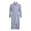 Exclusive Budd stripe cotton dressing gown in navy with navy piping