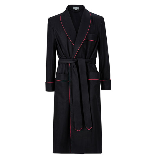 Plain Cashmere Dressing Gown in Navy