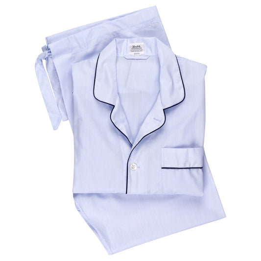 Plain Batiste Pyjamas in Sky and Navy