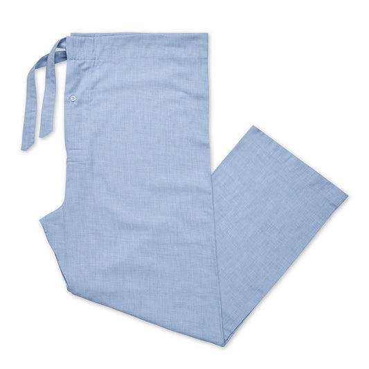 Plain Cotton and Cashmere Pyjamas in Sky Blue Bottoms
