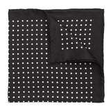 Medium Spot Silk Pocket Square in Black and White