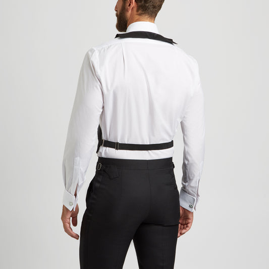 Faille Silk Waistcoat in Black back detail