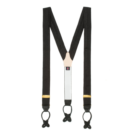 Plain Moire Silk Dress Braces in Black