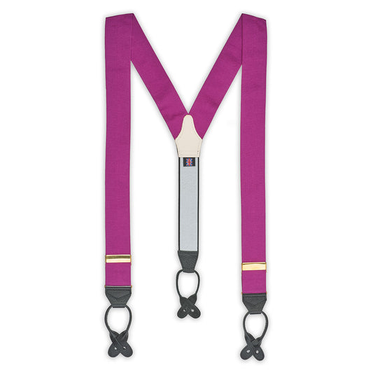 Plain Barathea Braces with Button in Magenta