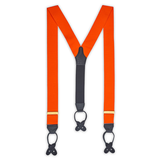 Plain Barathea Braces with Button in Orange
