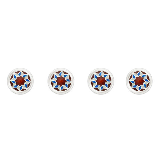 Funky Star Sterling Silver Cloisonné Shirt Studs in Red