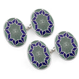 Funky Star CloisonnÃ© Chain Cufflinks in Grey