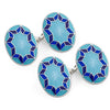 Funky Star CloisonnÃ© Chain Cufflinks in Sky Blue