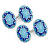 Funky Star CloisonnÃ© Chain Cufflinks in Sky Blue