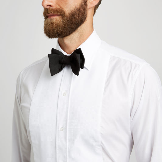 Tailored Fit Plain Marcella Double Cuff Dress Shirt in White collar detail