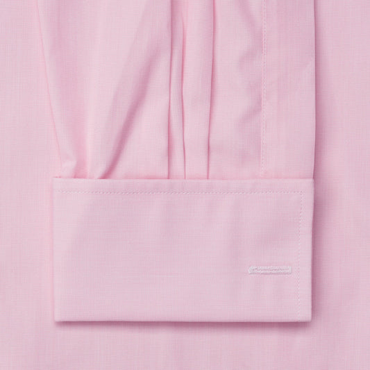 Tailored Fit Plain End on End Double Cuff Shirt in Pink