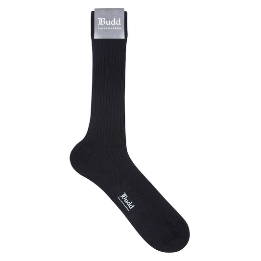 Plain Cashmere and Silk Short Socks in Black