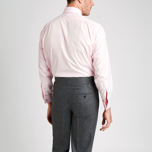 Back view of Classic Fit Plain Soyella Double Cuff Shirt in Pink