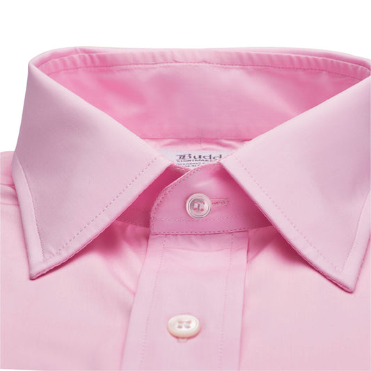 Collar view on Soyella cotton shirt in pink