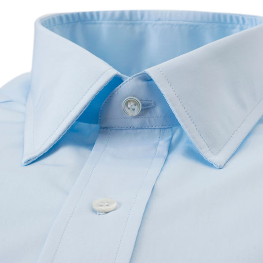 Classic Fit Plain Soyella Double Cuff Shirt in Sky Blue