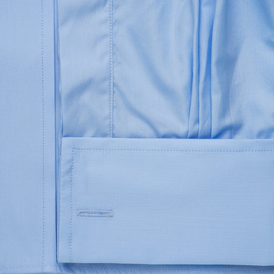 Classic Fit Plain Soyella Double Cuff Shirt in Blue