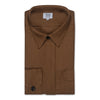 Plain Linen Button Cuff Safari Shirt in Brown