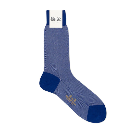 Dogtooth Cotton Short Socks in Navy and White