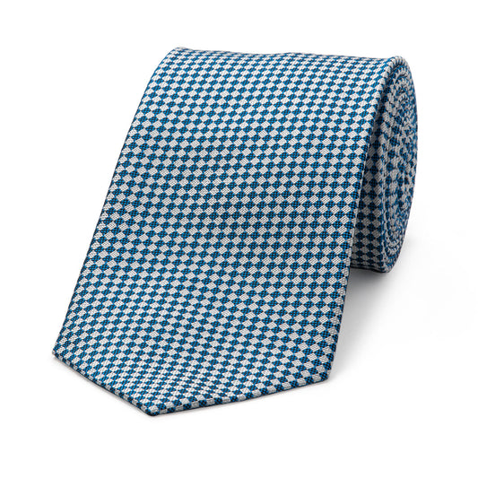 Diced Check Woven Silk Tie in Bright Blue