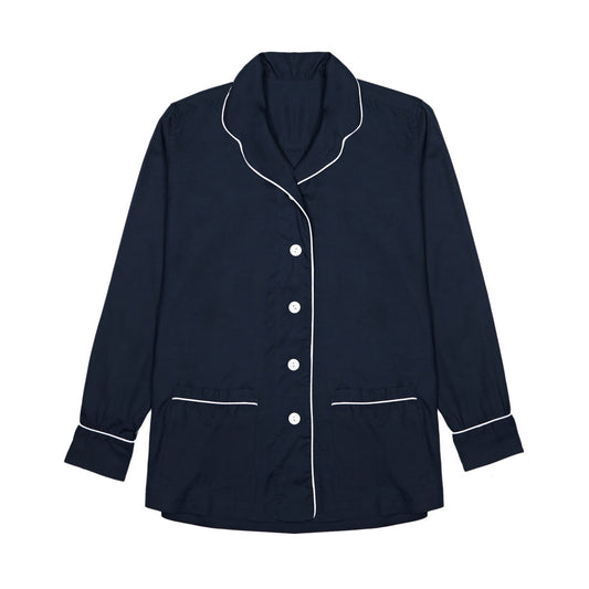 Plain Silk Women's Pyjamas in Navy