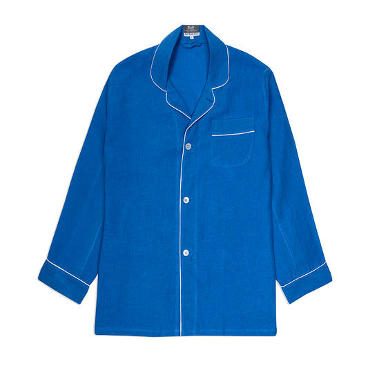 Plain Linen Pyjamas in Cobalt