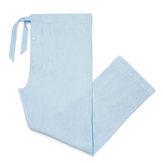 Plain Linen Pyjamas in Iris Bottoms