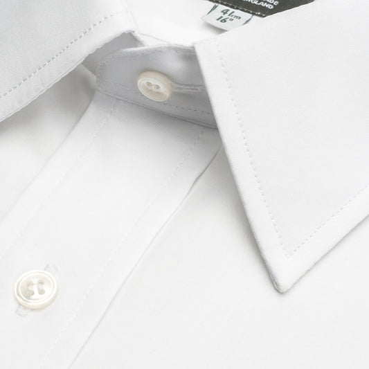 Tailored Fit Plain Poplin Button Cuff Shirt in White