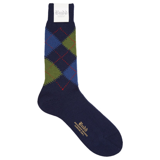 Argyle Wool Short Socks in Navy and Blue