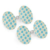 Exclusive Diced Check Cloisonne Chain Cufflinks in Blue