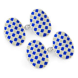 Exclusive Diced Check Cloisonne Chain Cufflinks in Navy