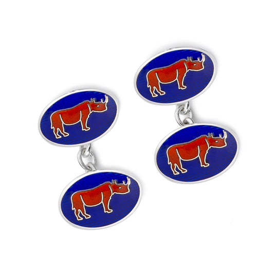 Exclusive Rhino Cloisonne Chain Cufflinks in Red