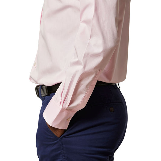 Tailored Fit Plain Poplin B/C in Pink on Model