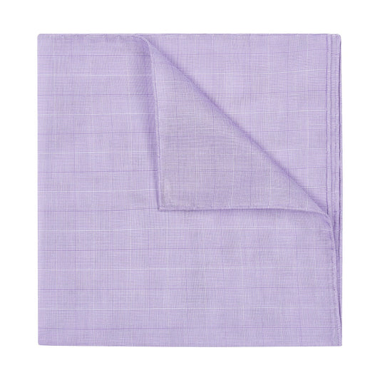 Prince de Galles Check Batiste Cotton Pocket Square in Lilac