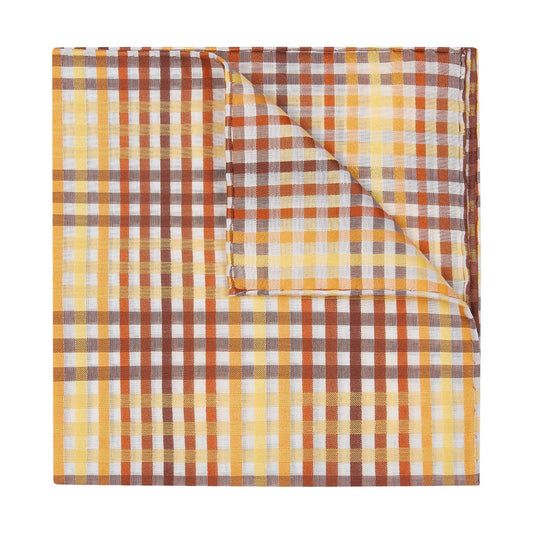 Hamptons Fall Check Batiste Cotton Handkerchief in Yellow