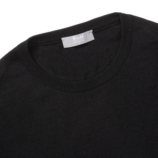Merino Wool Crew Neck Jumper in Black