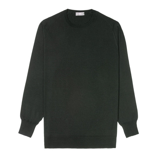 Merino Wool Crew Neck Jumper in Bottle
