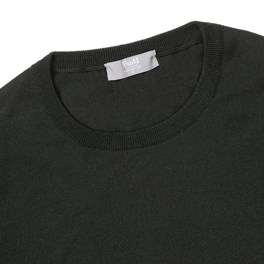 Merino Wool Crew Neck Jumper in Bottle