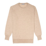 Plain Wool Crew Neck Jumper in Oat