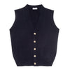 Plain Cashmere Sleeveless Oxton Cardigan in Dark Navy