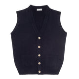 Plain Cashmere Sleeveless Oxton Cardigan in Dark Navy
