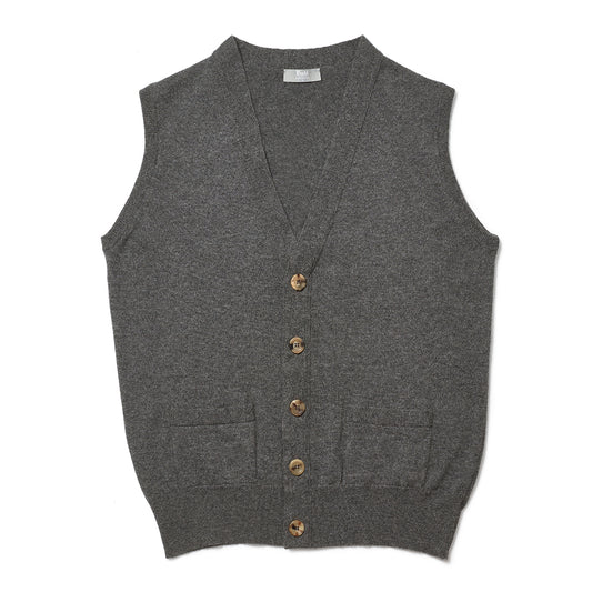 Plain Cashmere Sleeveless Oxton Jumper in Derby