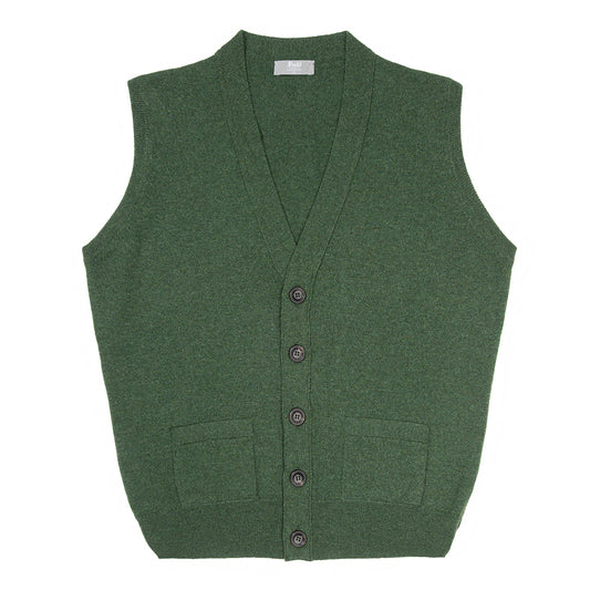 Wilton Scottish Cashmere Sleeveless Cardigan in Serpentine