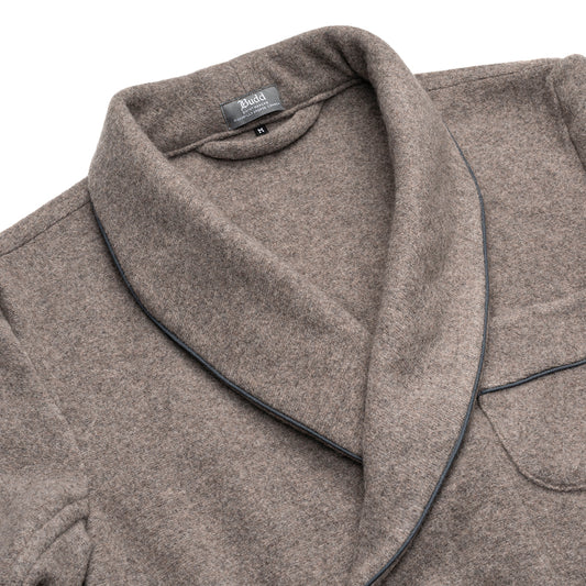 Cashmere and Wool Fleece Dressing Gown in Mink