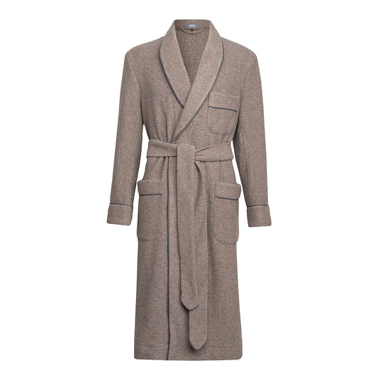 Cashmere and Wool Fleece Dressing Gown in Mink
