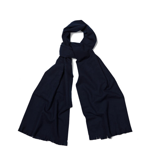 Plain Escorial Natural Finish Lightweight Scarf in Navy