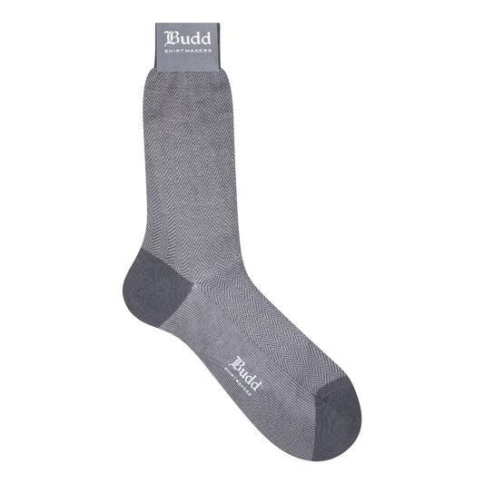 Chevron Cotton Short Socks in Medium Grey