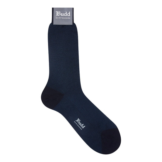 Chevron Cotton Short Socks in Navy